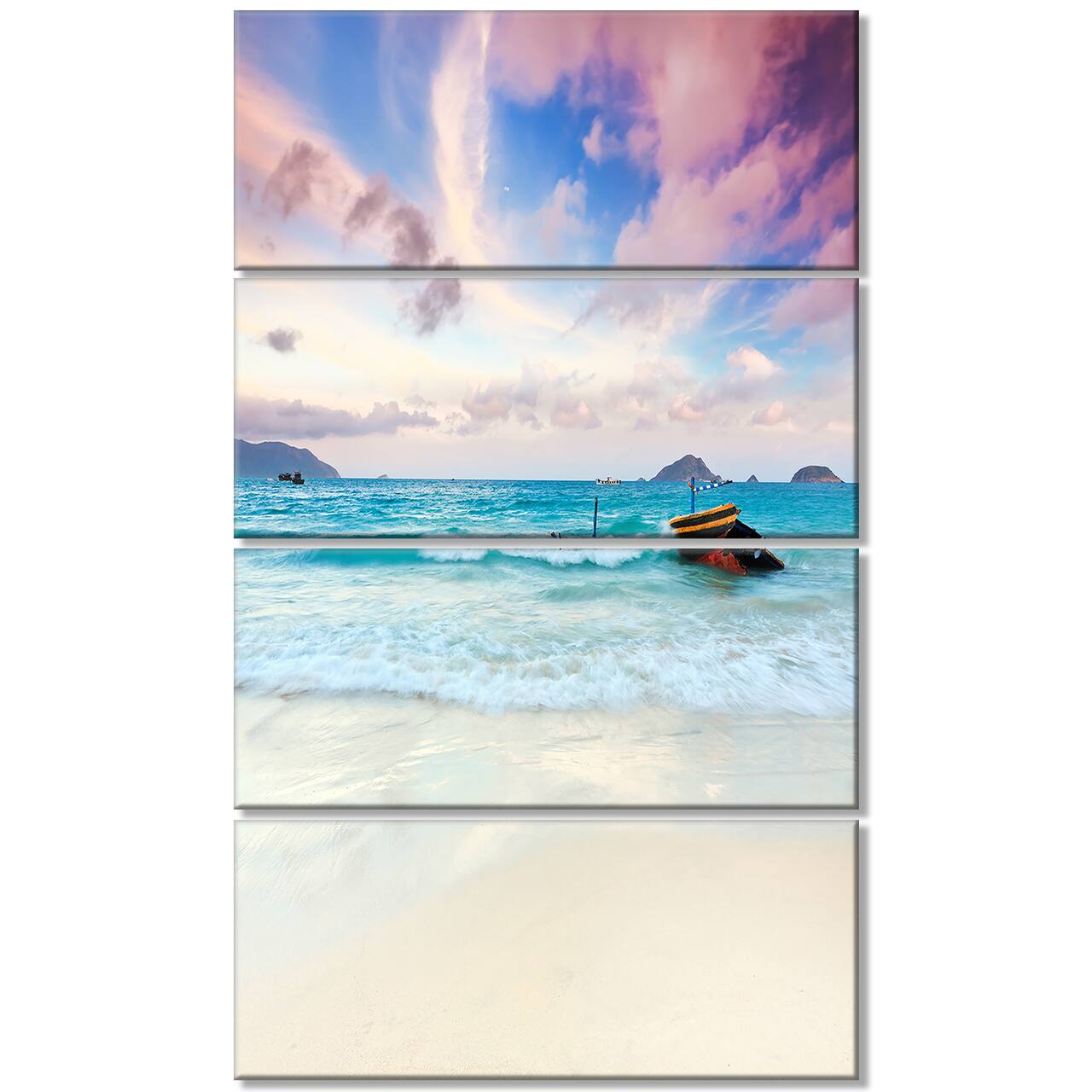 Designart - Exotic Seashore Sunset Over Blue Sea - Extra Large Seascape Art Canvas
